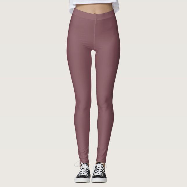 Dusty Red Solid Mode & Workout Leggings (Framsida)