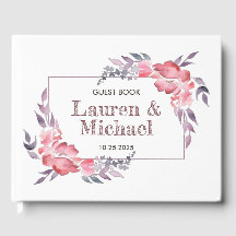 Dusty Red Watercolor Vår Flower Blommigt Bröllop