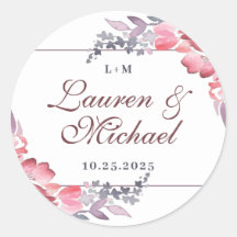 Dusty Red Watercolor Vår Flower Blommigt Bröllop