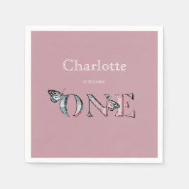 Dusty Ro 1:a födelsedagen 1 med fjärilar Pappersservett