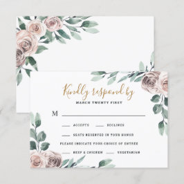 Dusty Ro 2 Meal Choice Greenery Blommigt Bröllop OSA Kort