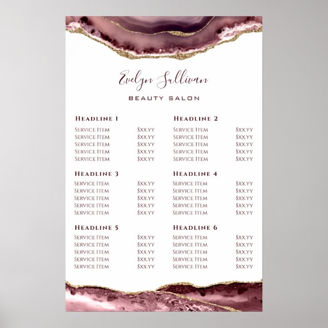 Dusty Ro Agate Pris List Poster (Framsidan)
