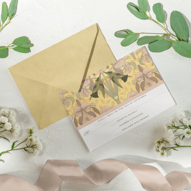 Dusty Ro Art Deco Hummingbird Bröllop OSA Kort (Skapare uppladdad)