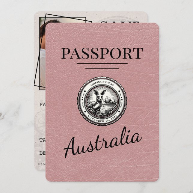 Dusty Ro Australia Passport Save Date Spara Datumet (Fram/baksida)