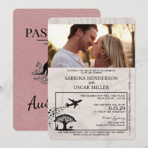 Dusty Ro Australia Passport Wedding bjudande Inbjudningar