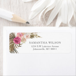 Dusty Ro Blommigt Boho Bröllop Returadress Etikett