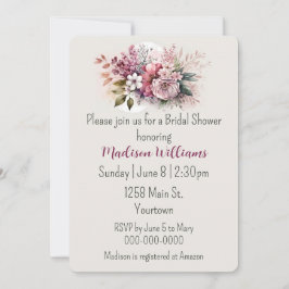 Dusty Ro Blommigt Bouquet Möhippa Inbjudningar
