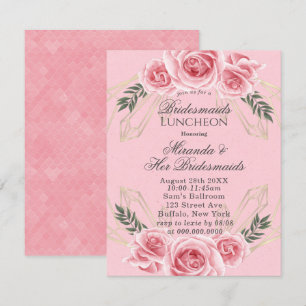 Dusty Ro Blommigt Bridesmaids Luncheon Inbjudnings Inbjudningar