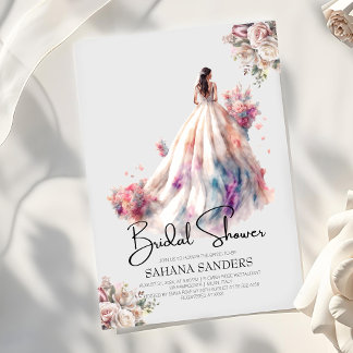 Dusty Ro Blommigt Bröllop Dress Möhippa Inbjudningar