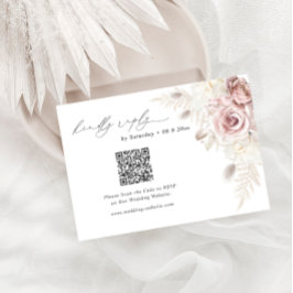Dusty Ro Blommigt Bröllop QR Code OSA Tilläggskort