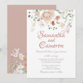 Dusty Ro Blommigt bröllopsinbjudningar