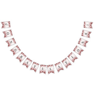 Dusty Ro Blommigt Bunting Flagga