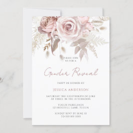 Dusty Ro Blommigt Gender Reveal Party Inbjudningar