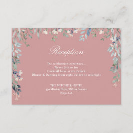 Dusty Ro Blommigt Greenery Wedding Reception Tilläggskort
