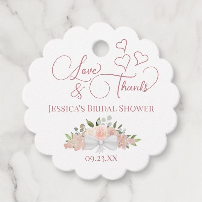 Dusty Ro Blommigt Kärlek &  Möhippa Gåvor Etiketter (Framsida)