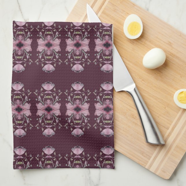 Dusty ro blommigt kökshandduk (Vikt i Fjärdedel)