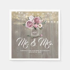 Dusty Ro Blommigt Mason Burk Rustic Land Wood Pappersservett