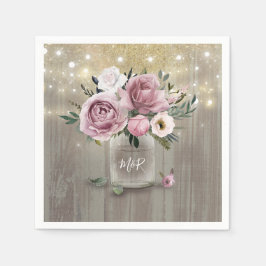 Dusty Ro Blommigt Mason Burk Rustic Land Wood Pappersservett