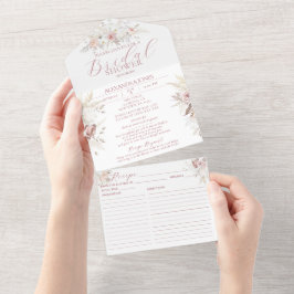 Dusty Ro Blommigt Möhippa alla i ett Inbjudan