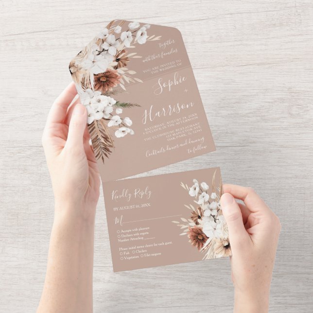 Dusty Ro Blommigt Orchid Mauve Beige Boho Bröllop (Avrivbar del)