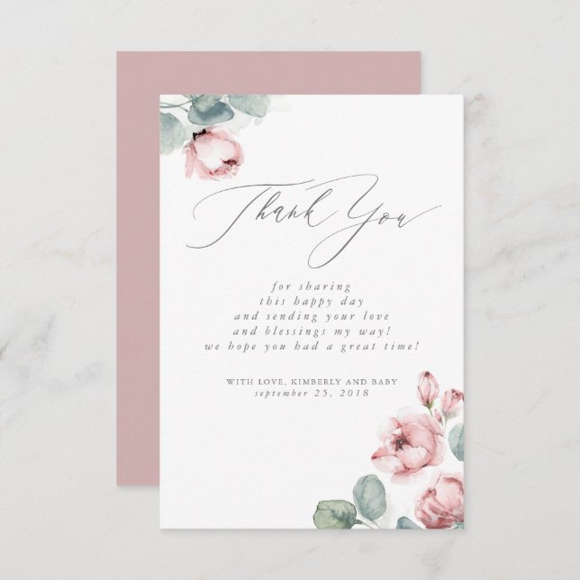 Dusty Ro Blommigt Small Baby Shower Tack (Fram/baksida)
