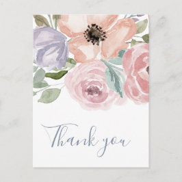 Dusty Ro Blommigt Tack Vykort