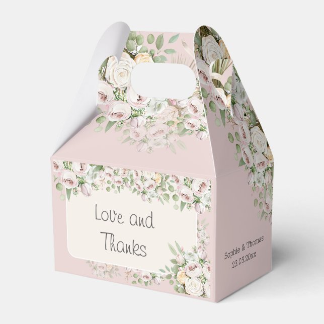 Dusty ro blommigt, vattenfärg presentaskar (Framsidan Sidan)