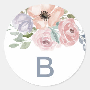 Dusty Ro Blommigts Monogram Bröllop Kuvert Seals Runt Klistermärke