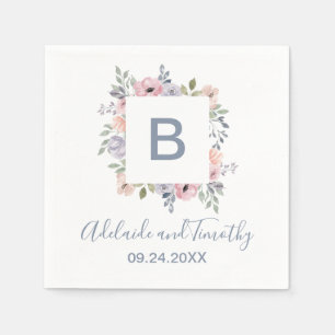 Dusty Ro Blommigts Monogram Bröllop Pappersservett