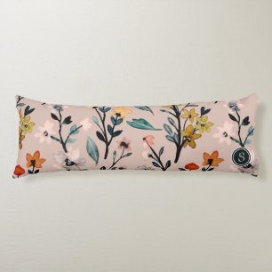Dusty Ro Boho Blommigt Watercolor Anpassningsbar Kroppskudde