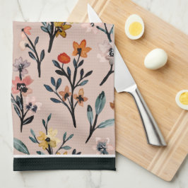 Dusty Ro Boho Blommigt Watercolor Kökshandduk
