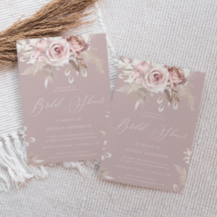 Dusty Ro & Boho Flowers Möhippa Inbjudningar