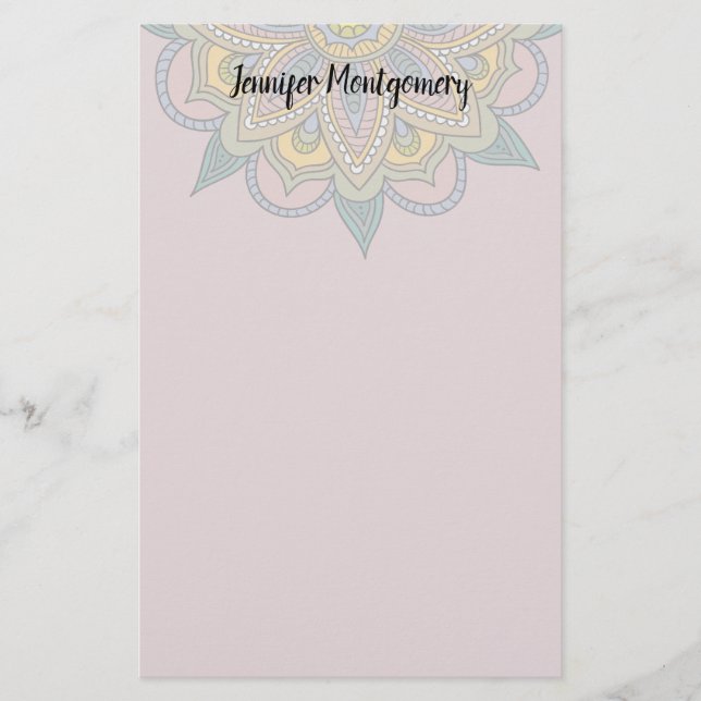 Dusty Ro BoHo Mandala Anpassningsbar Stationery Brevpapper (Framsida)