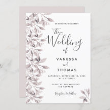 Dusty ro botaniskt, vitt skript bröllop