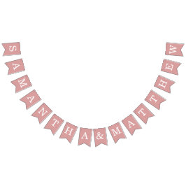 Dusty Ro Bride & Groom Namn Enkel Rosa Vimplar