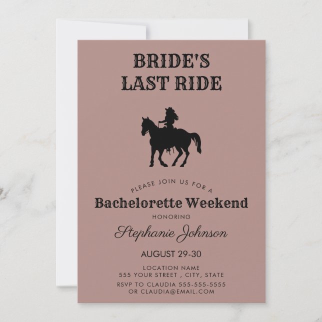 Dusty Ro Brides Last Ride Bachelorette Helg Inbjudningar (Framsida)