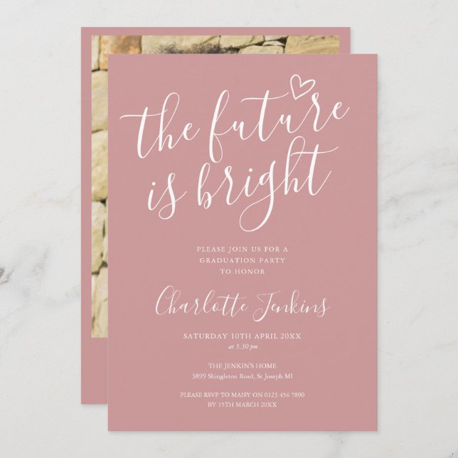 Dusty Ro Bright Future Photo Studentfest Inbjudningar (Fram/baksida)