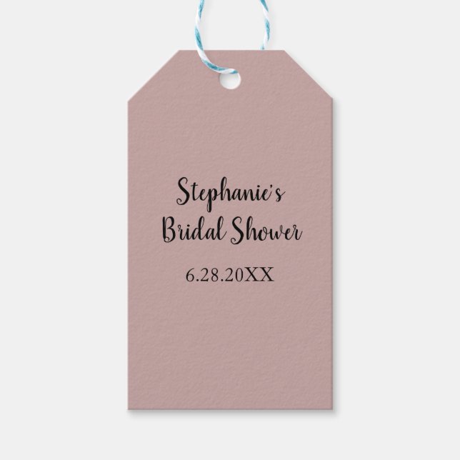 Dusty Ro Bröllop Anpassningsbar Ljus rosa Möhippa Presentetikett (Framsidan)