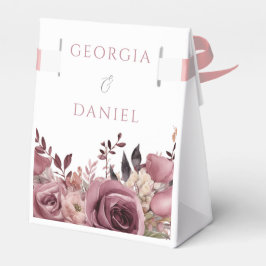 Dusty Ro & Burgundy Boho Blommigt Bröllop Presentaskar