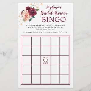 Dusty Ro Burgundy Rosor Möhippa Bingo Game