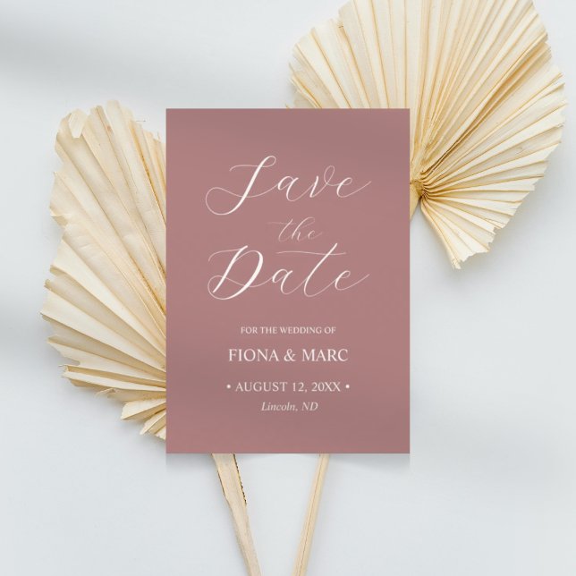Dusty ro calligraphy bröllop spara datum-kort spara datumet (Skapare uppladdad)