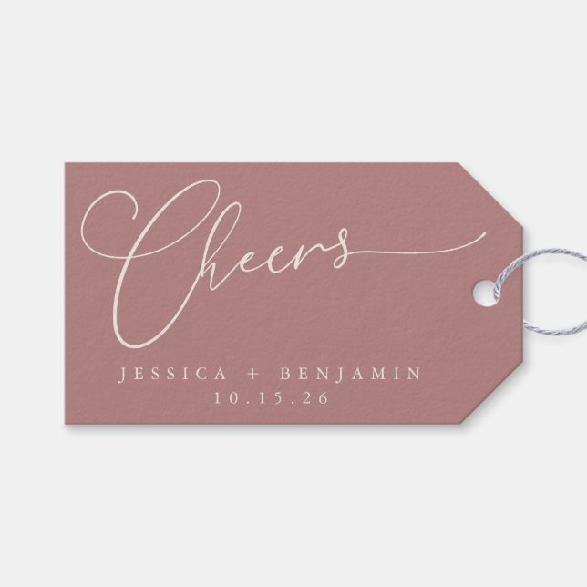 Dusty Ro Cheers skript med Namn och Date Presentetikett (Framsidan (Horisontell))