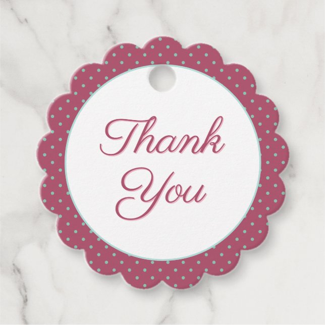 Dusty Ro Confetti Polka Dot Tack Gåvor Etiketter (Framsida)