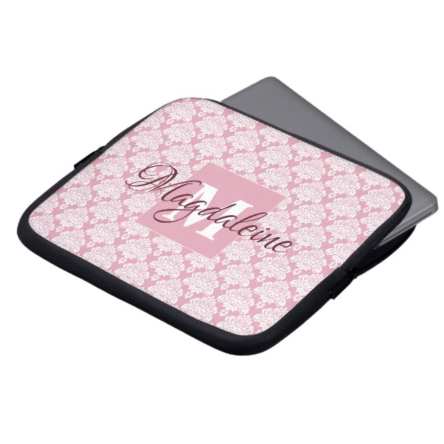 Dusty Ro Damask bärbar dator Fodral med Monogram o (Framsida topp)