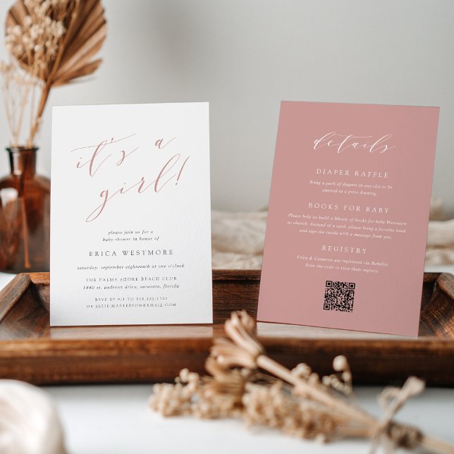 Dusty Ro "Det är en flicka" allt i en babydusch Inbjudningar (Skapare uppladdad)