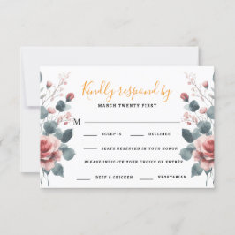 Dusty Ro Elegant 2 Meal Choice Greenery Blommigt OSA Kort