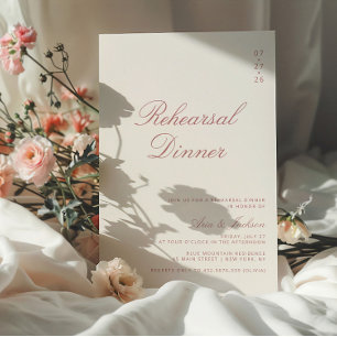 Dusty Ro Elegant Calligraphy Rehearsal Dinner Inbjudningar