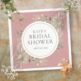 Dusty Ro Elegant Guld Greenery Möhippa Pappersservett