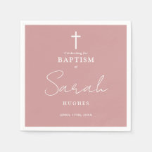 Dusty Ro Elegant Minimalist Baptism Christening