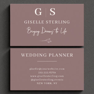 Dusty Ro Elegant Minimalist Monogram Visitkort